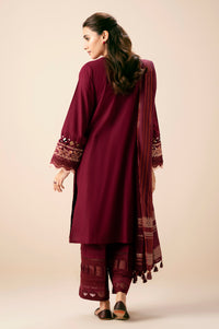 Unstitched 3 Piece Embroidered Textured Slub Suit