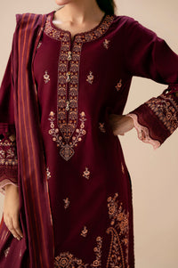 Unstitched 3 Piece Embroidered Textured Slub Suit
