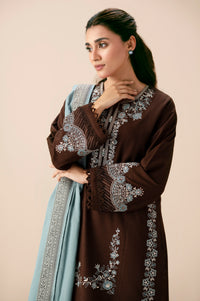 Unstitched 3 Piece Embroidered Textured Slub Suit