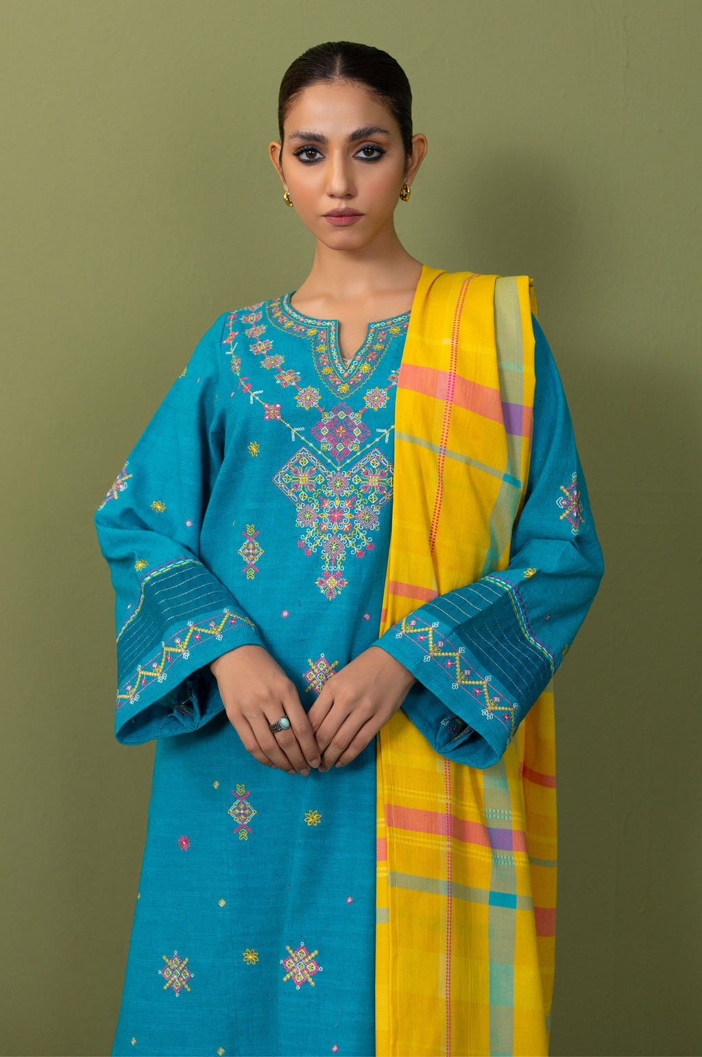 Unstitched 3 Piece Textured Slub Suit