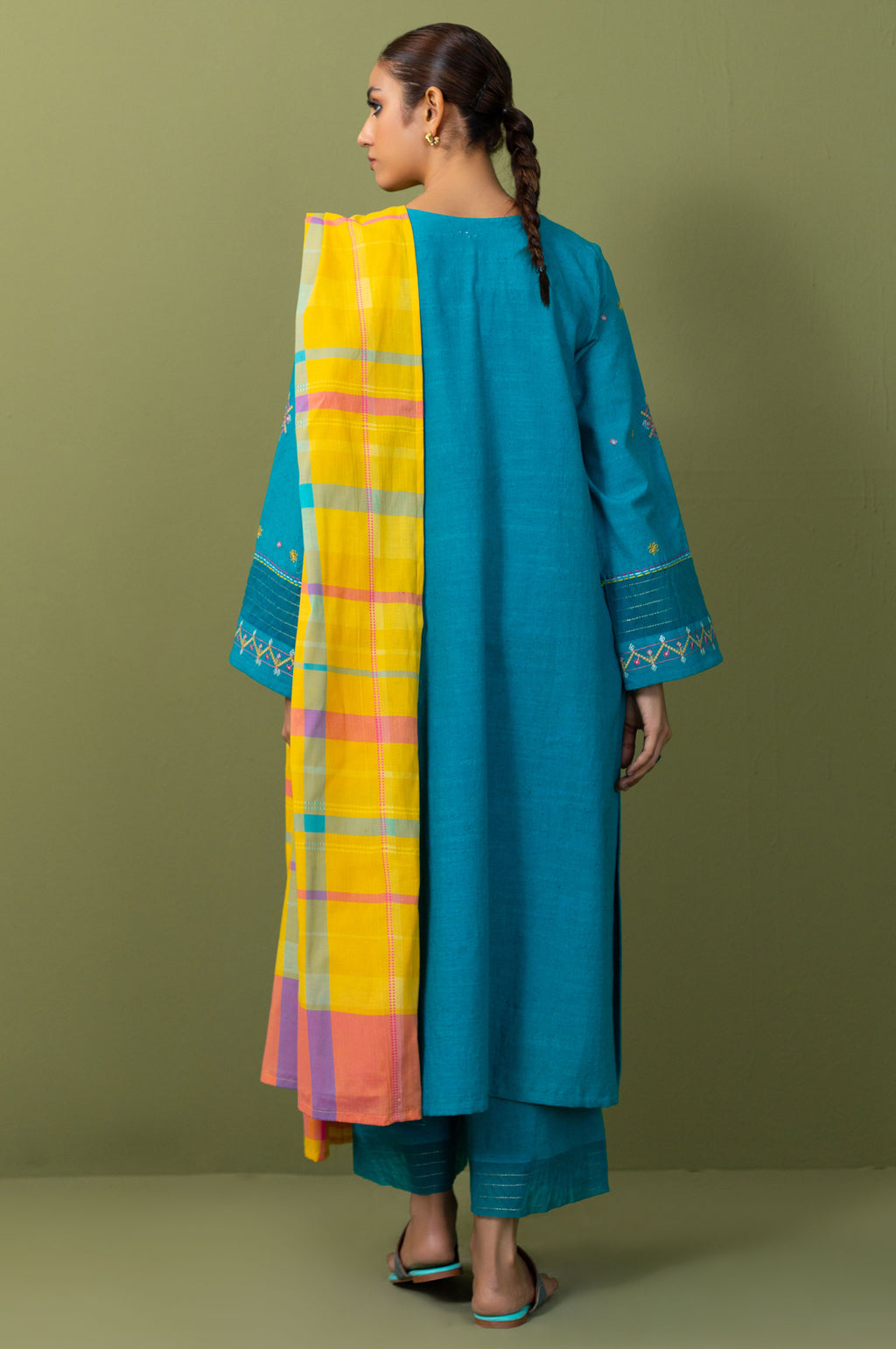 Unstitched 3 Piece Textured Slub Suit