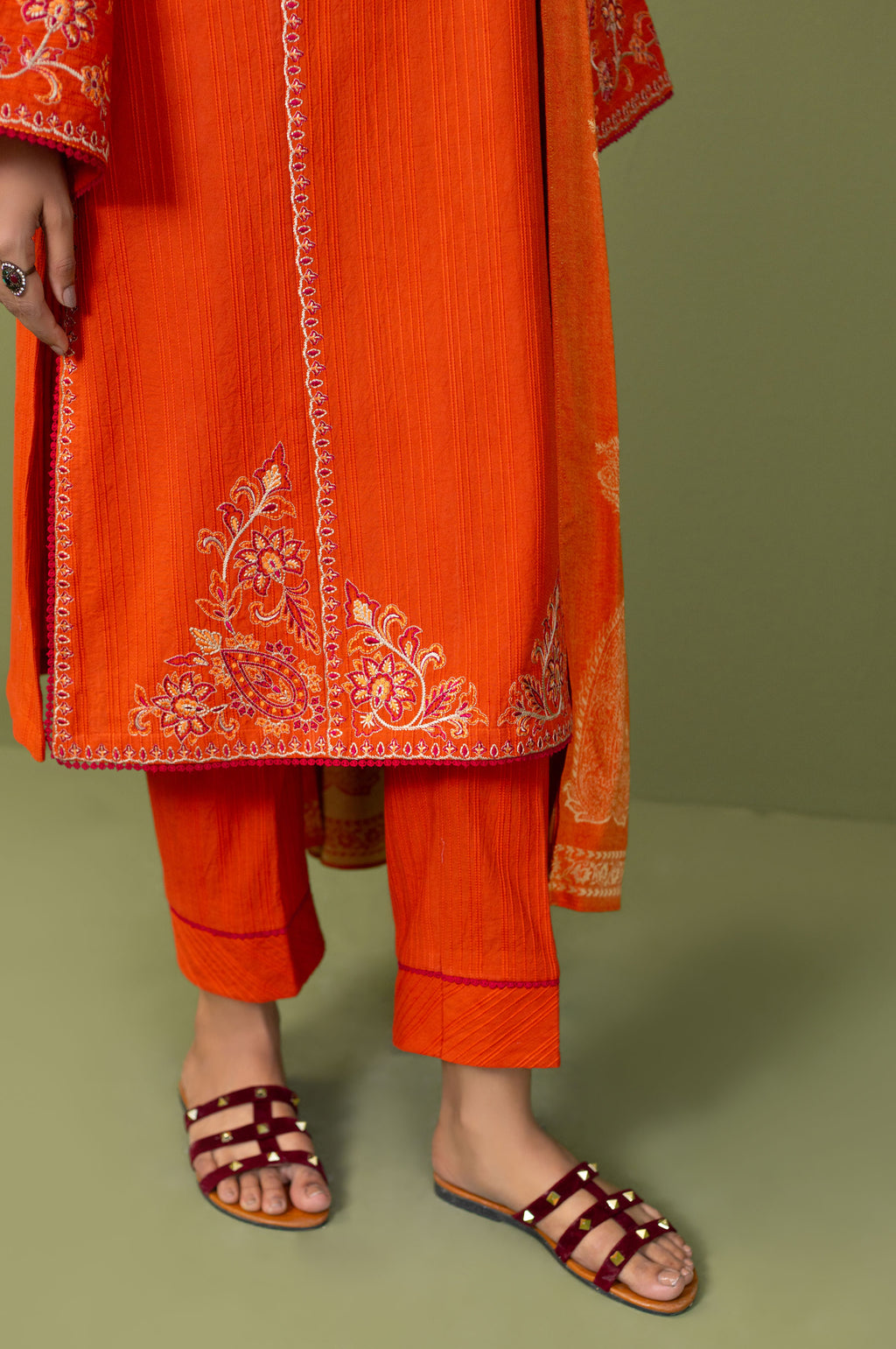 Unstitched 3 Piece Textured Slub Suit