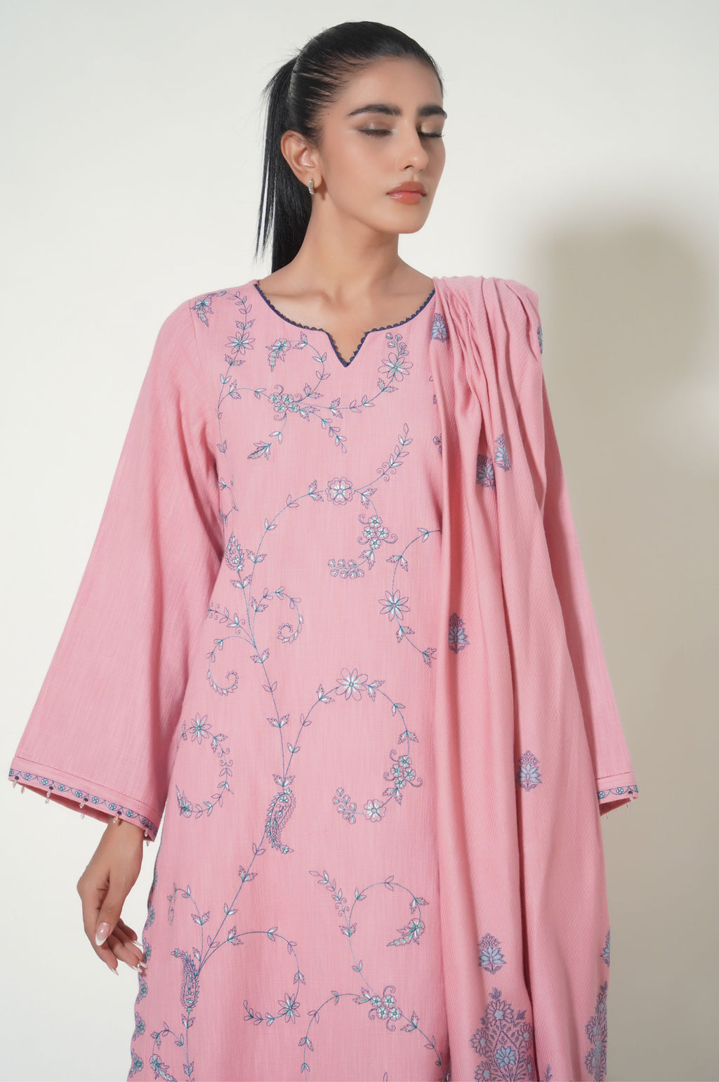 Unstitched 3 Piece Textured Slub Suit