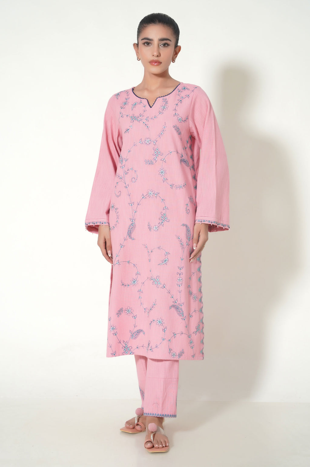 Unstitched 3 Piece Textured Slub Suit