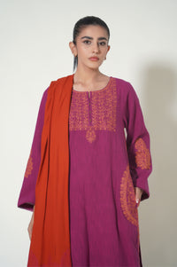 Unstitched 3 Piece Embroidered Thai Khaddar Suit