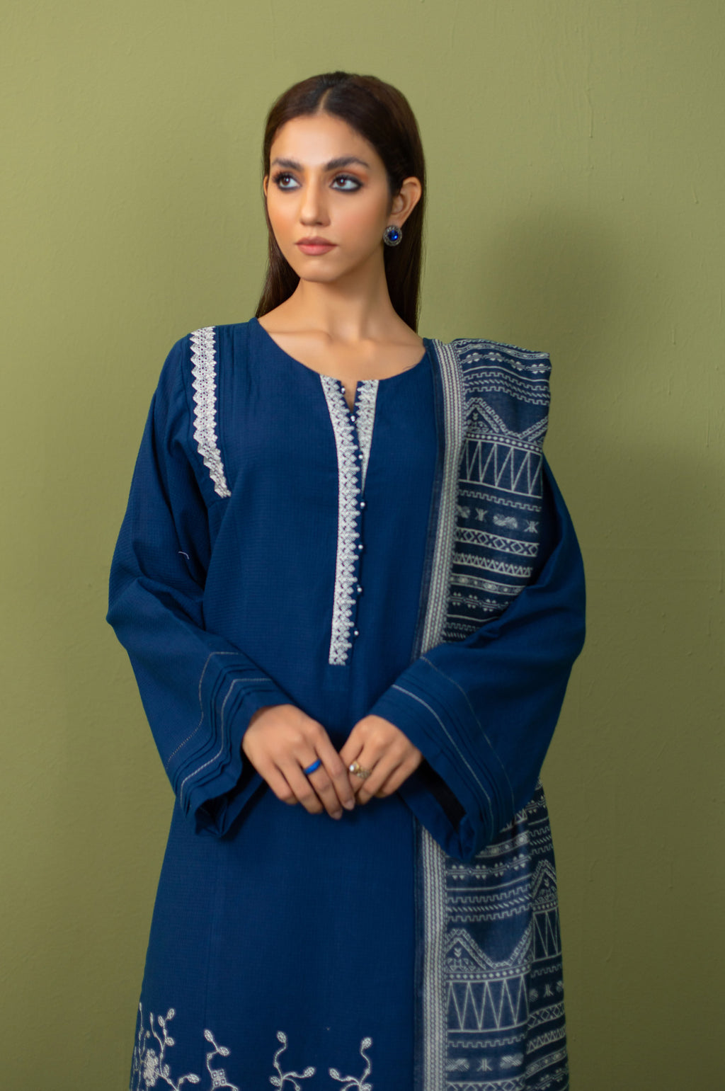 Unstitched 3 Piece Textured Slub Suit