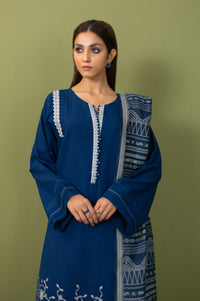 Unstitched 3 Piece Textured Slub Suit
