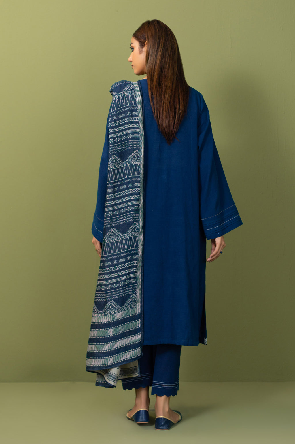 Unstitched 3 Piece Textured Slub Suit
