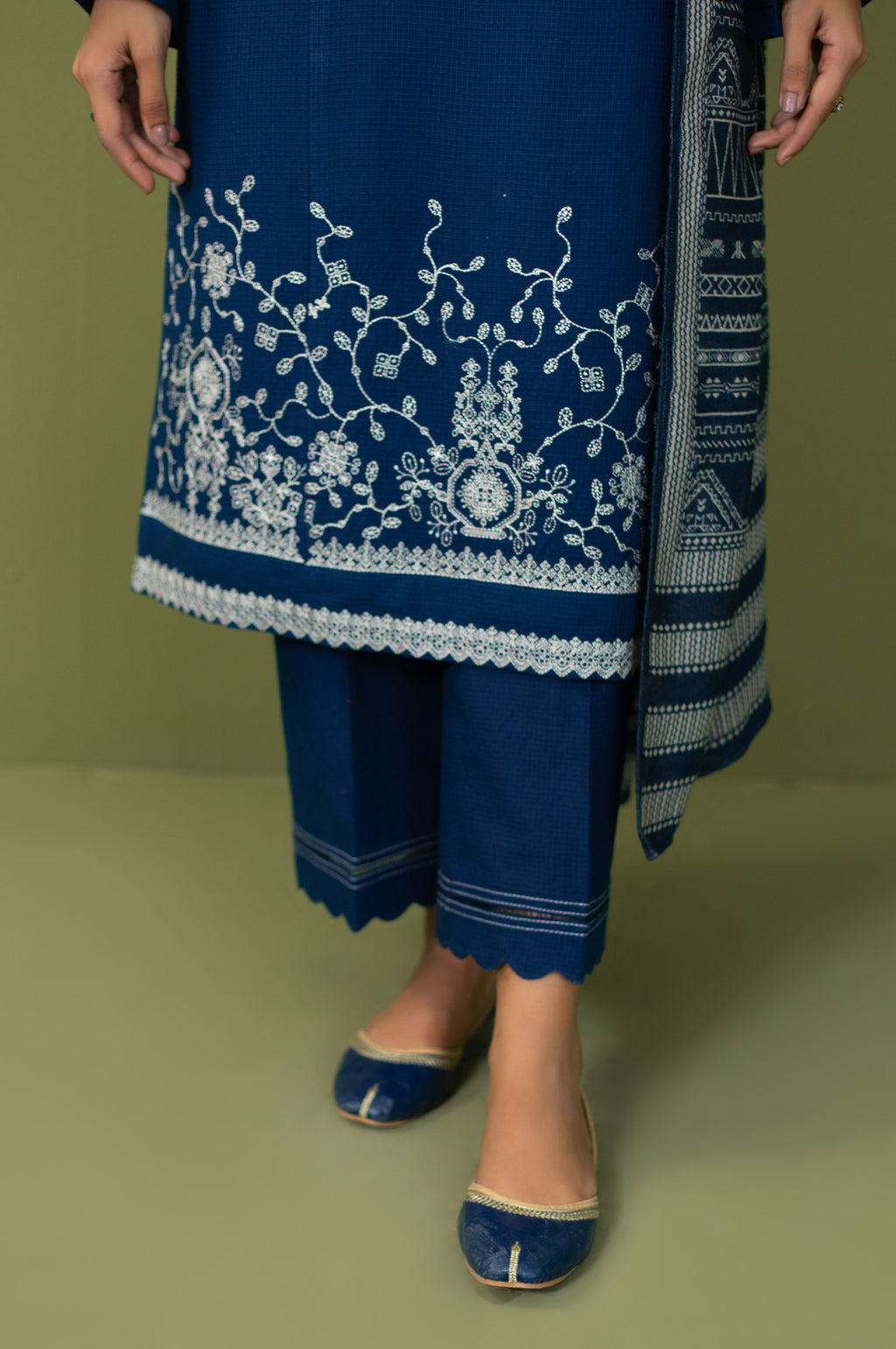 Unstitched 3 Piece Textured Slub Suit