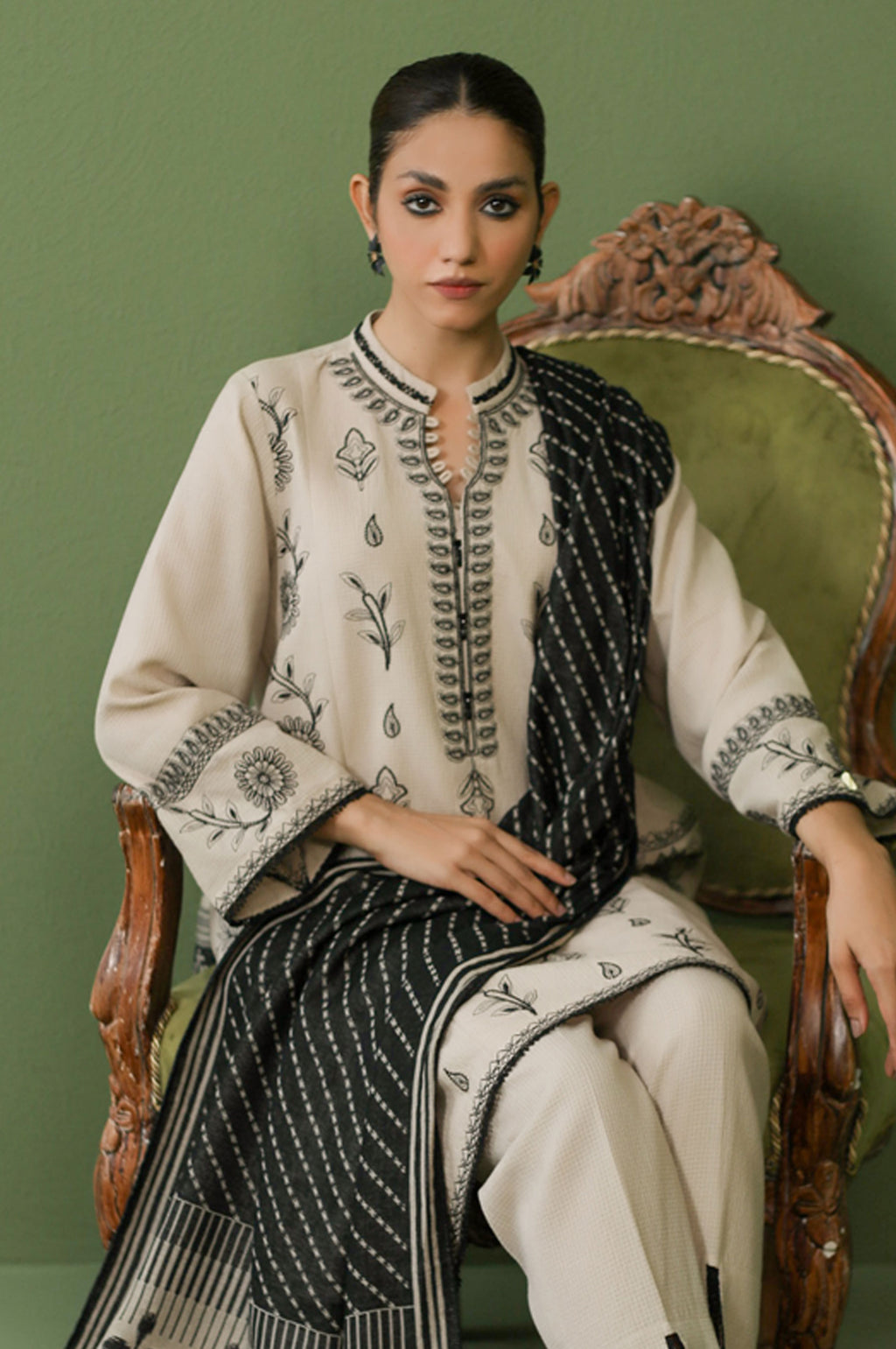 Unstitched 3 Piece Textured Slub Suit