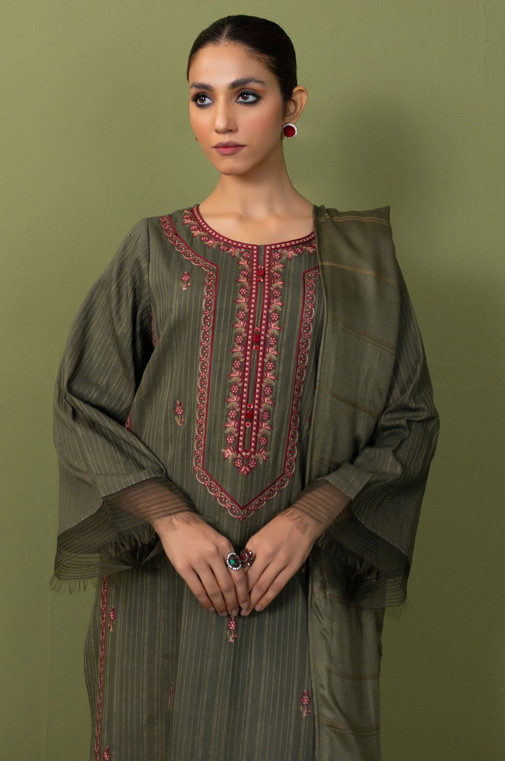 Unstitched 3 Piece Textured Slub Suit