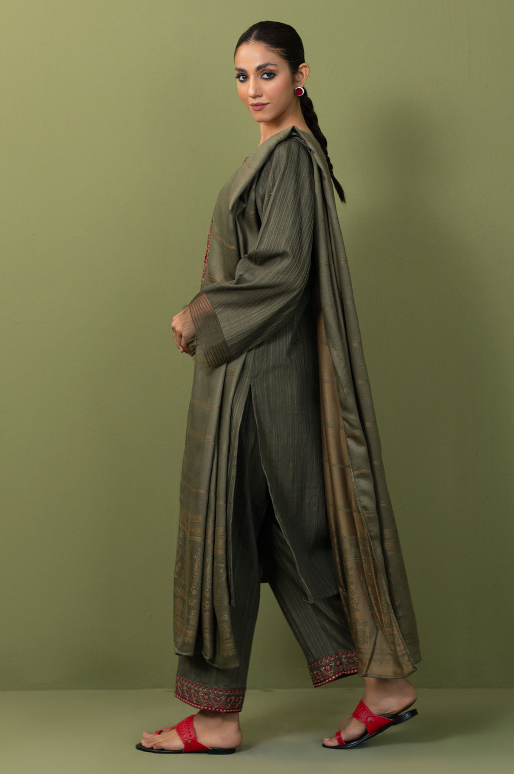 Unstitched 3 Piece Textured Slub Suit