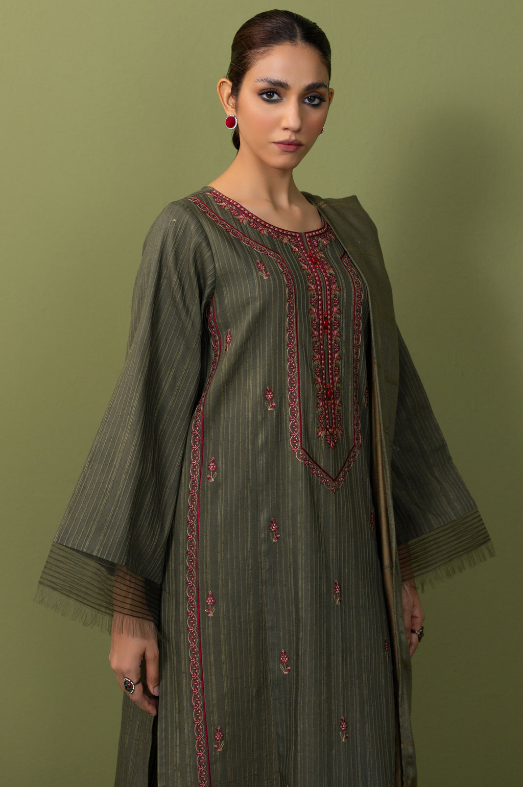 Unstitched 3 Piece Textured Slub Suit