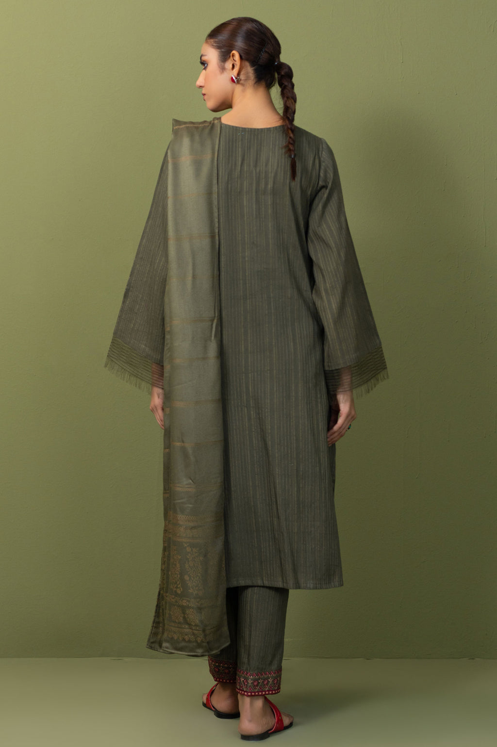 Unstitched 3 Piece Textured Slub Suit