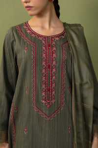 Unstitched 3 Piece Textured Slub Suit