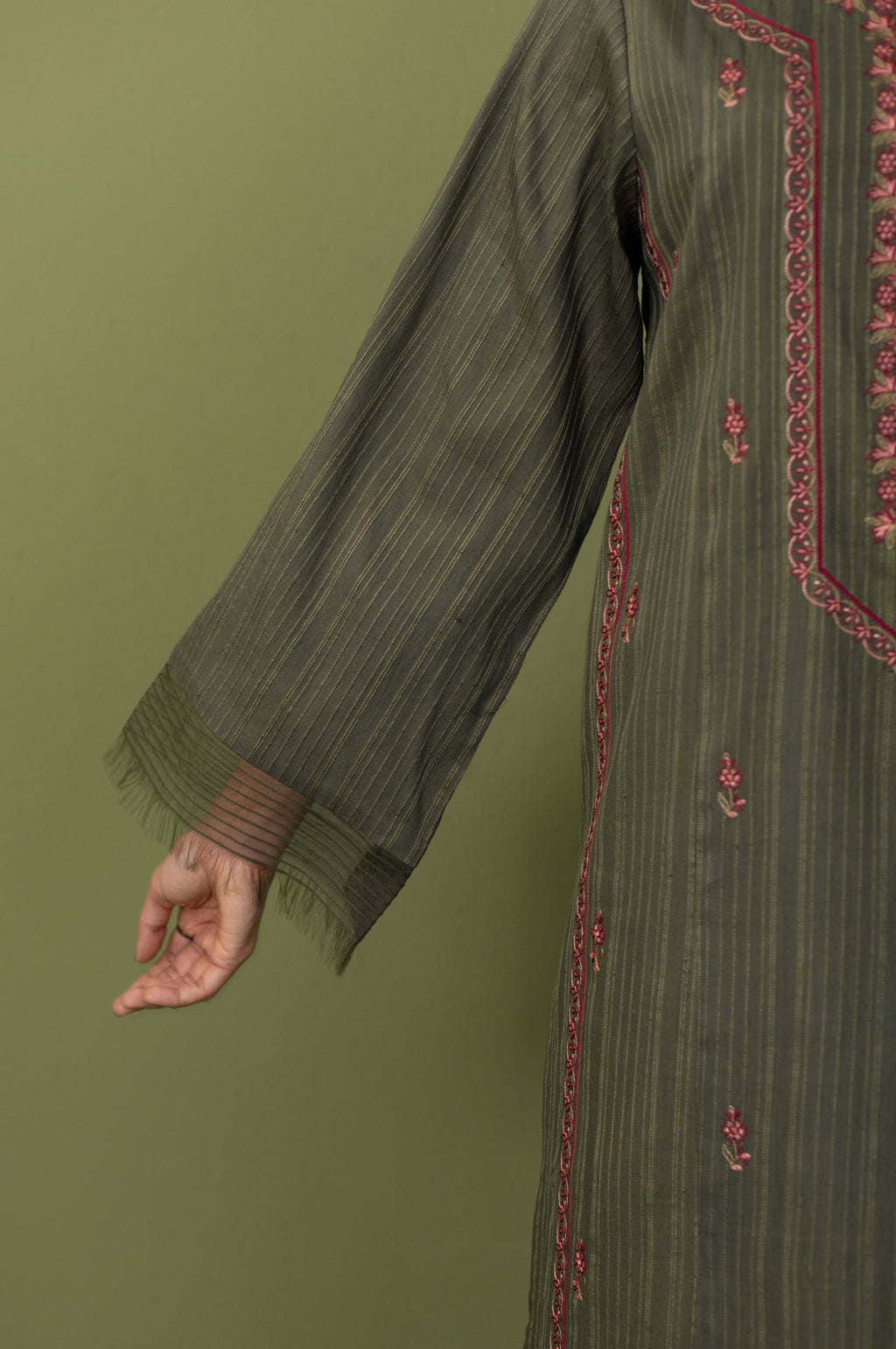 Unstitched 3 Piece Textured Slub Suit