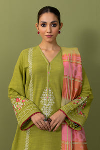 Stitched 3 Piece Embroidered Khaddar Suit