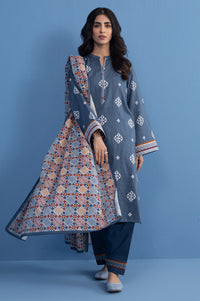 Unstitched 3 Piece slub printed suit