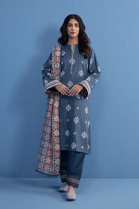 Unstitched 3 Piece slub printed suit
