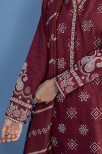 Unstitched 3 Piece slub printed suit