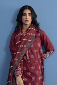 Unstitched 3 Piece slub printed suit