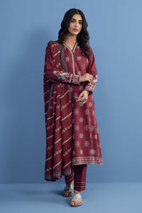 Unstitched 3 Piece slub printed suit