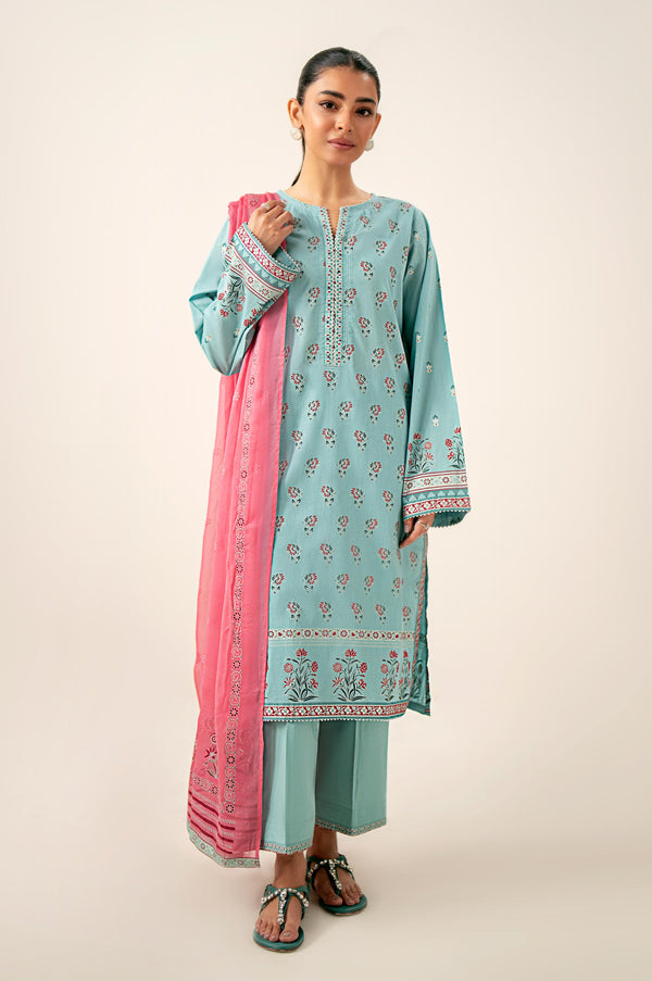 Stitched 3 Piece Paste Printed Lawn Suit