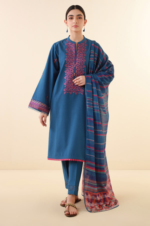 Unstitched 3 Piece Embroidered Lawn Suit