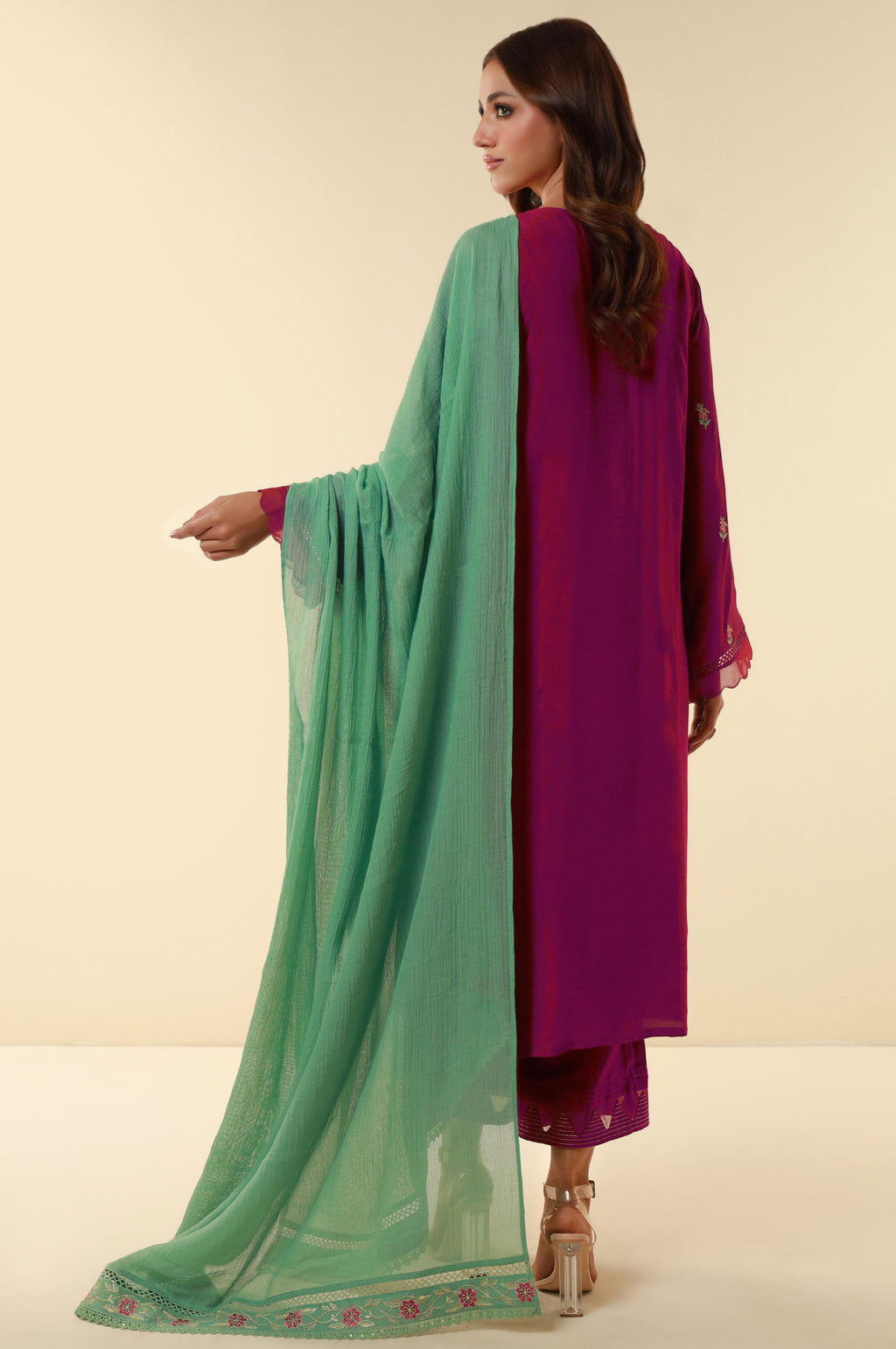 Unstitched 3 Piece Embroidered Raw Silk Suit