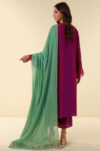 Unstitched 3 Piece Embroidered Raw Silk Suit