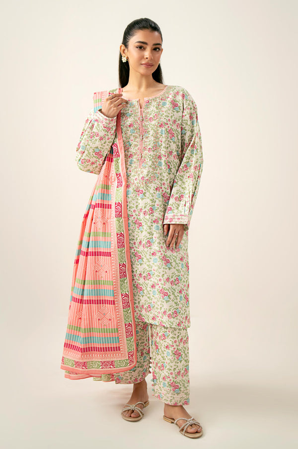 Unstitched 3 Piece Printed Lawn Suit