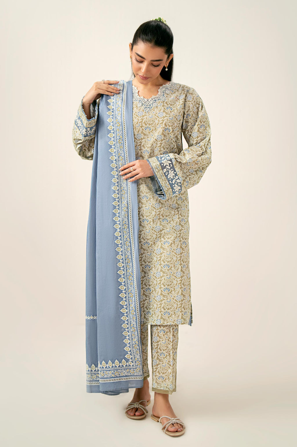 Unstitched 3 Piece Printed Lawn Suit