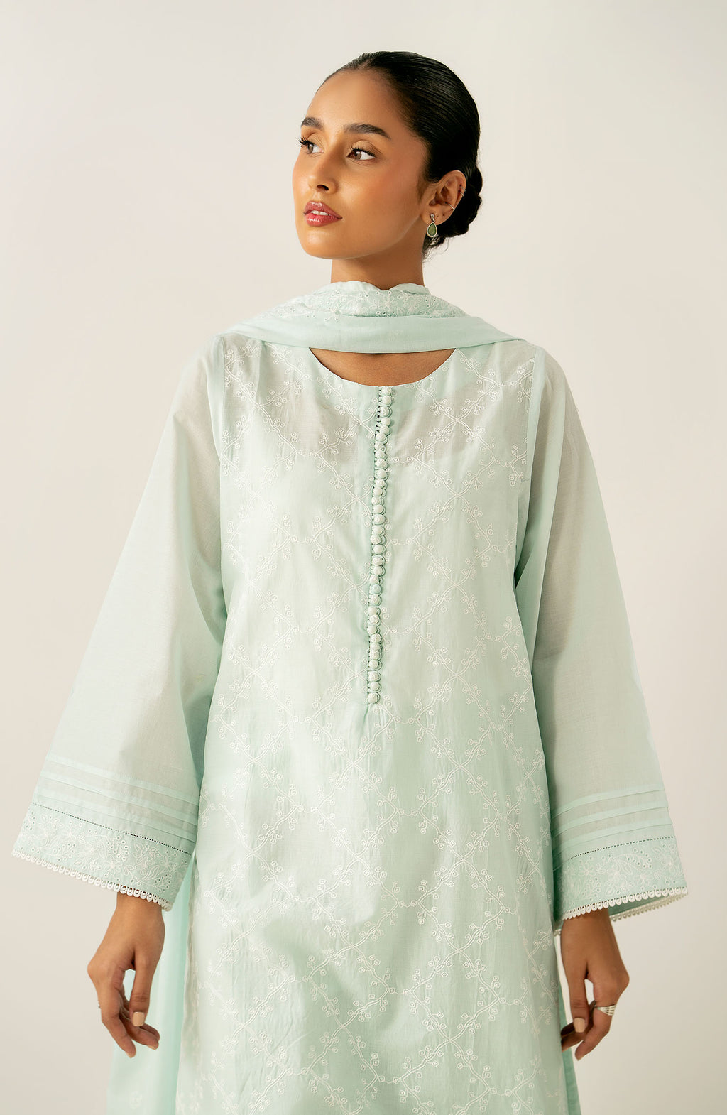 Stitched 3 Piece Embroidered Chikankari Lawn Suit
