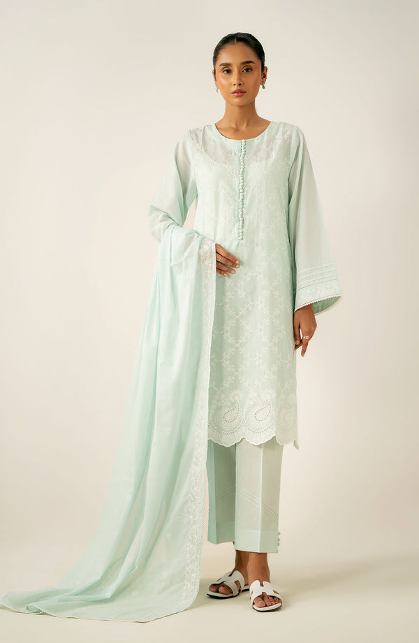 Unstitched 3 Piece Embroidered Chikankari Lawn Suit
