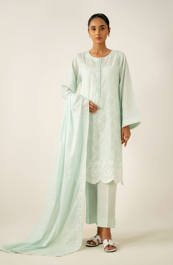 Stitched 3 Piece Embroidered Chikankari Lawn Suit