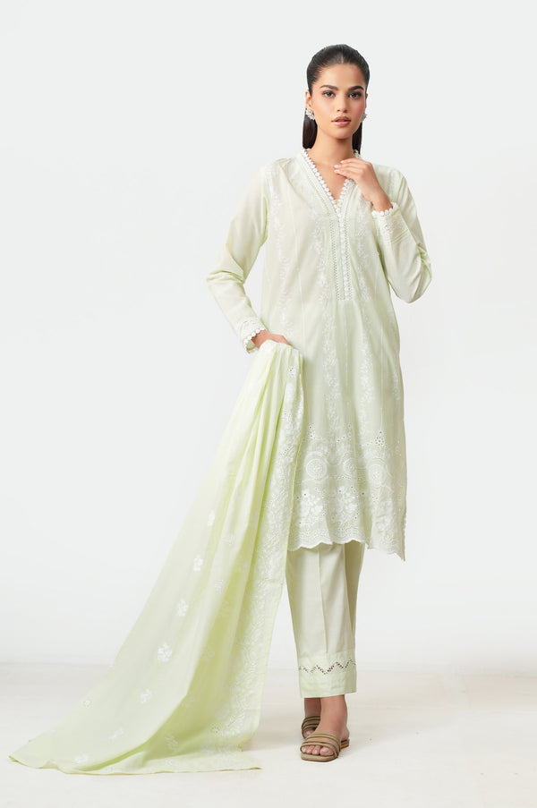 Unstitched 3 Piece Embroidered Chikankari Lawn Suit