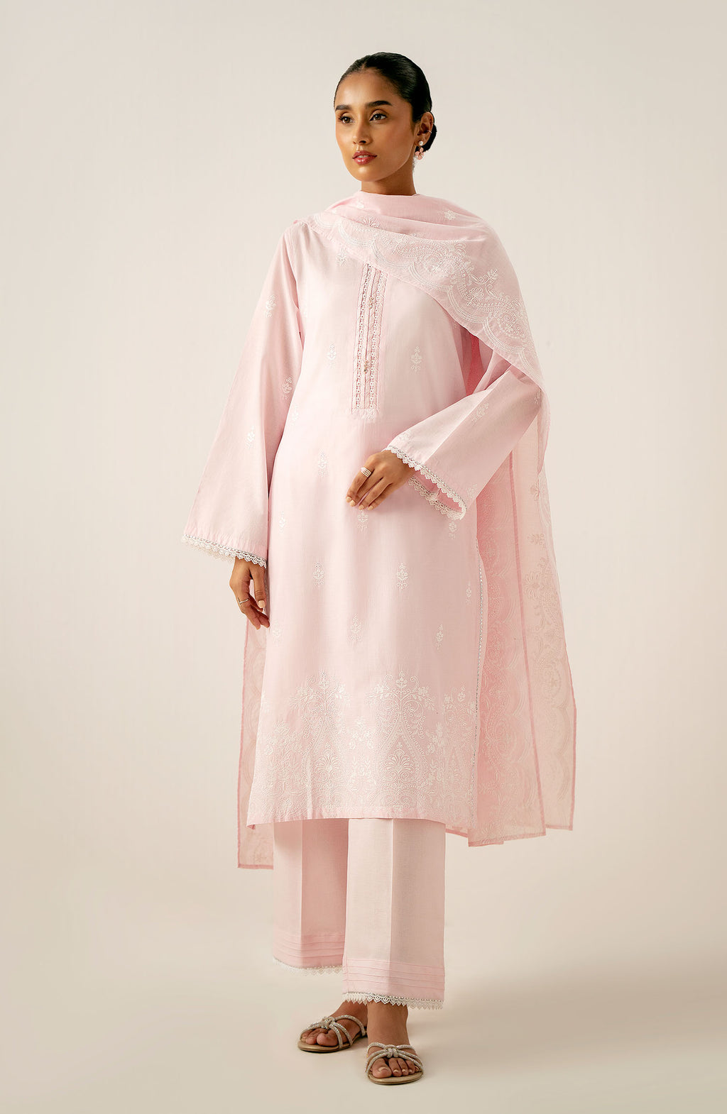 Stitched 3 Piece Embroidered Chikankari Lawn Suit