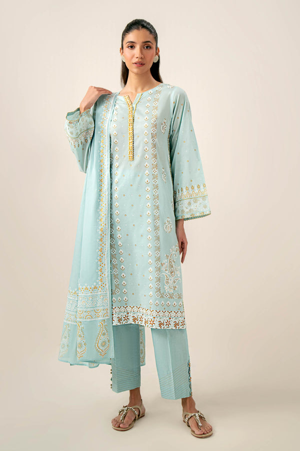 Stitched 3 Piece Paste Printed Lawn Suit