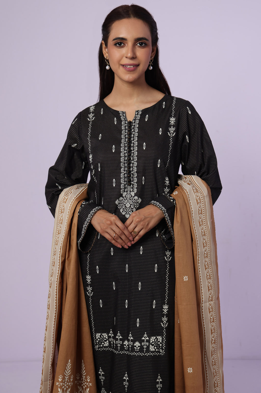 Stitched 3 Piece Paste Printed Dobby Mysuri Suit