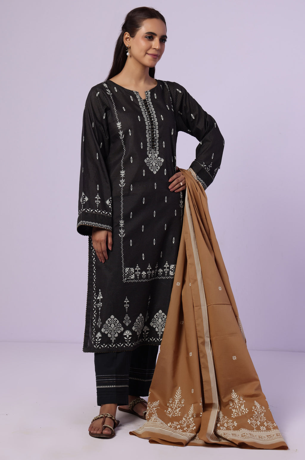 Stitched 3 Piece Paste Printed Dobby Mysuri Suit