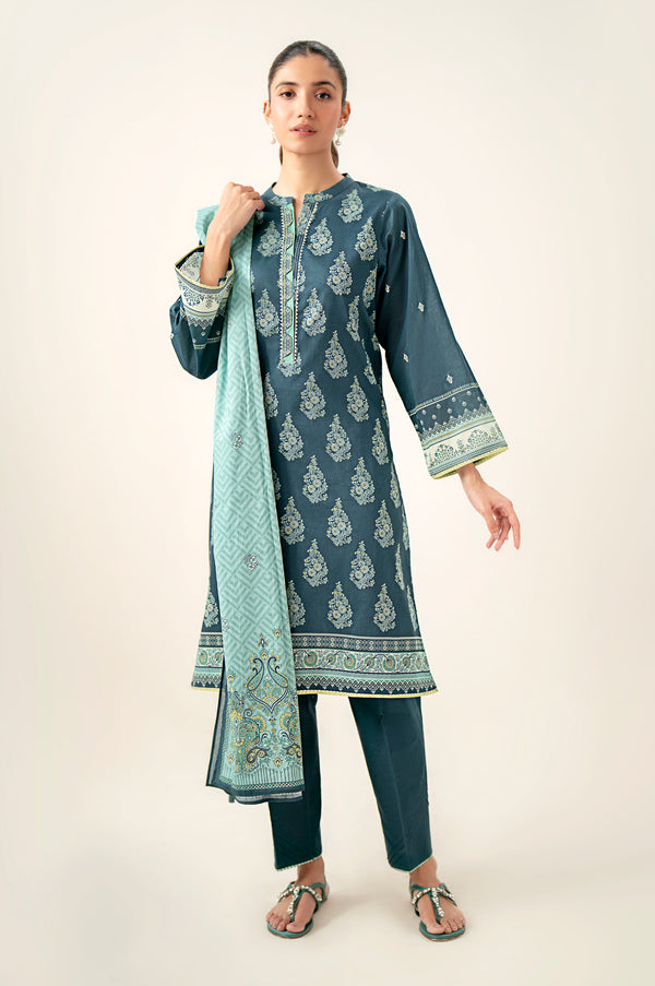 Unstitched 3 Piece Printed Lawn Suit