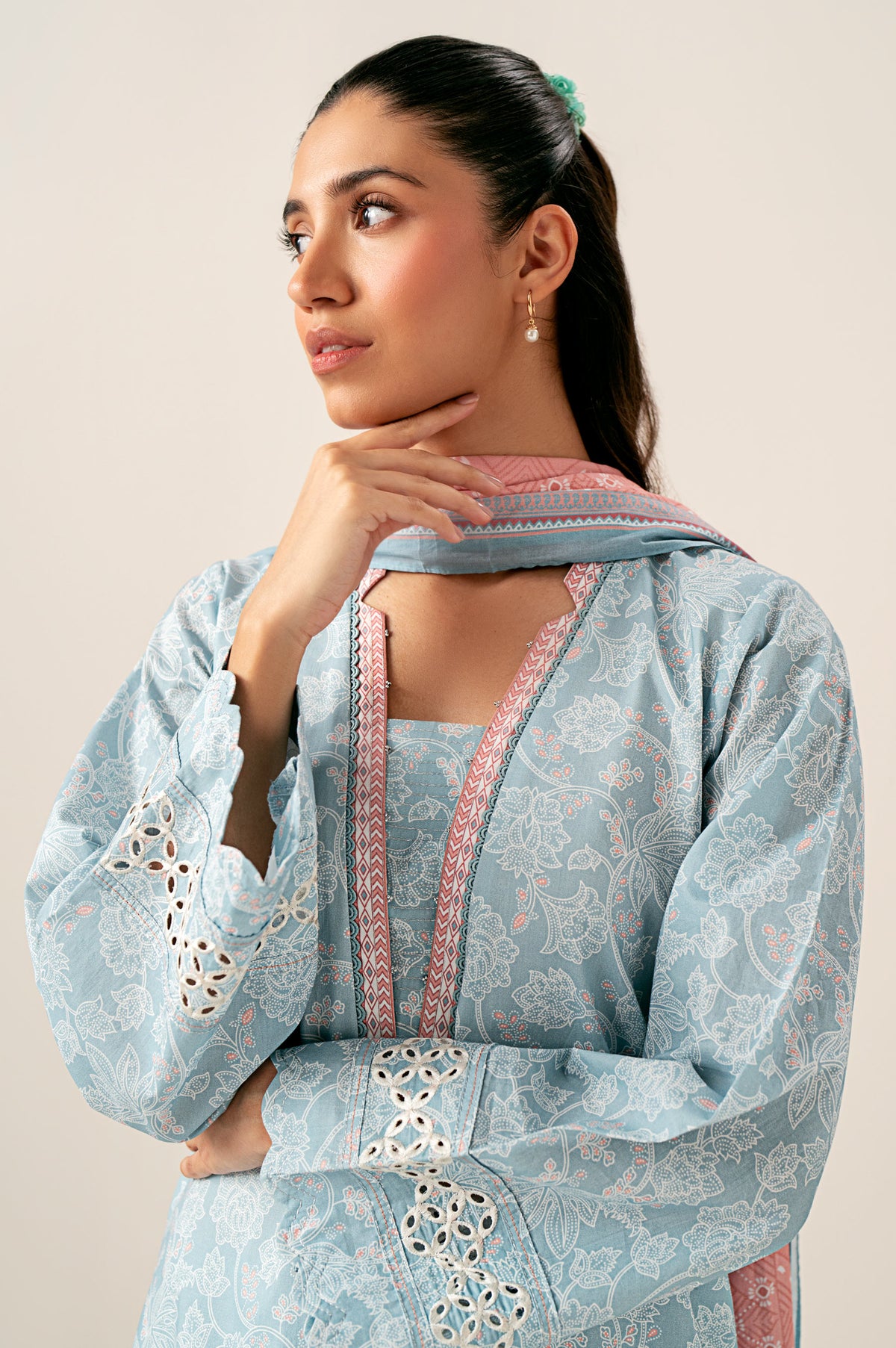 Unstitched 3 Piece Embroidered Lawn Shirt with Printed Lawn Dupatta