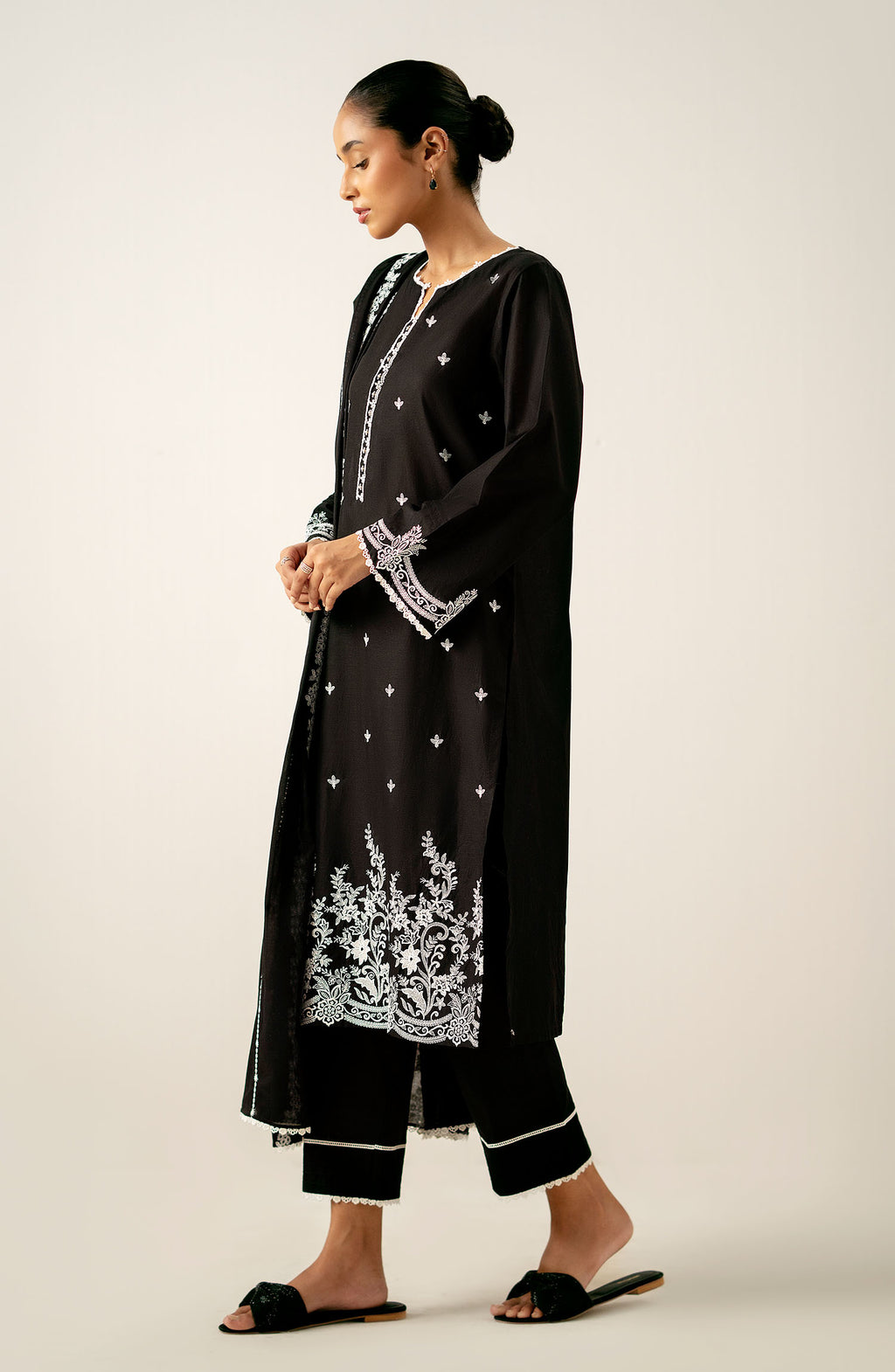 Unstitched 3 Piece Printed Chikankari Lawn Suit