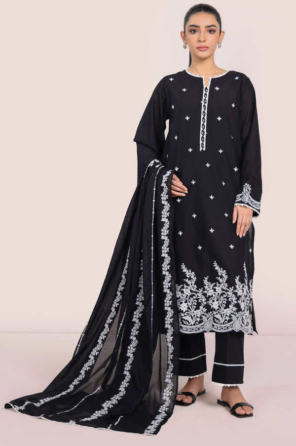 Stitched 3 Piece Embroidered Chikankari Lawn Suit