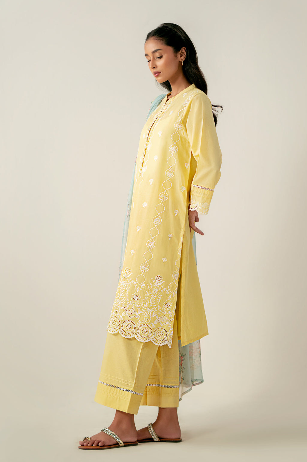 Stitched 3 Piece Embroidered Chikankari Lawn Suit