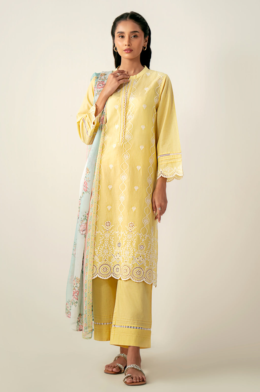 Stitched 3 Piece Embroidered Chikankari Lawn Suit