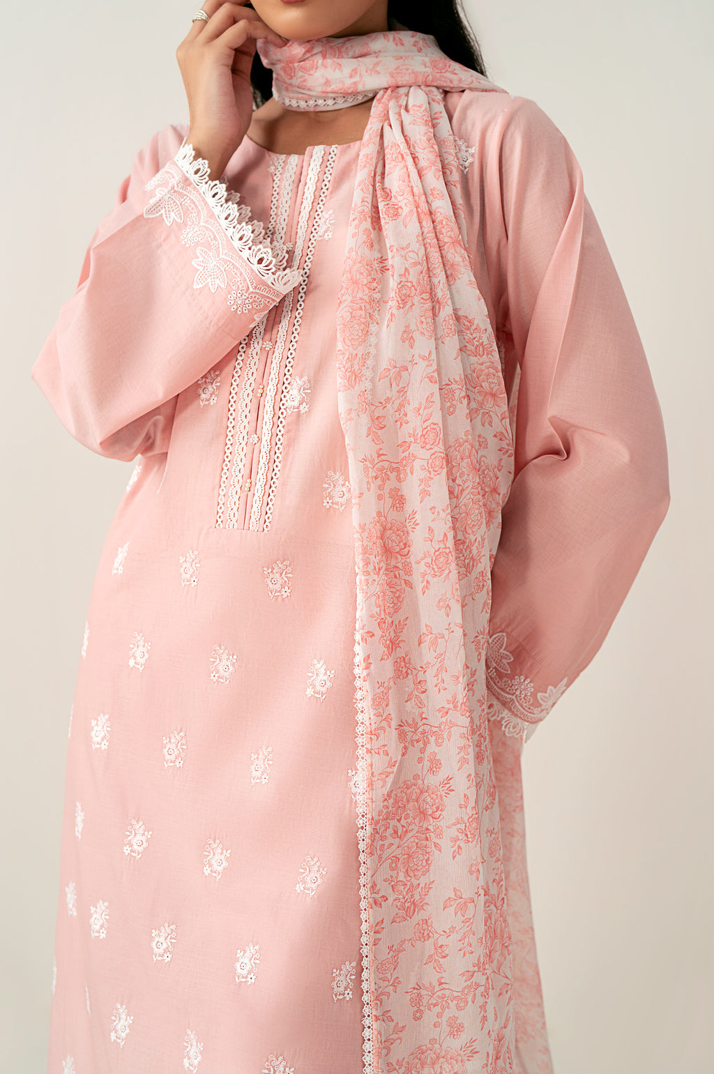 Stitched 3 Piece Embroidered Chikankari Suit
