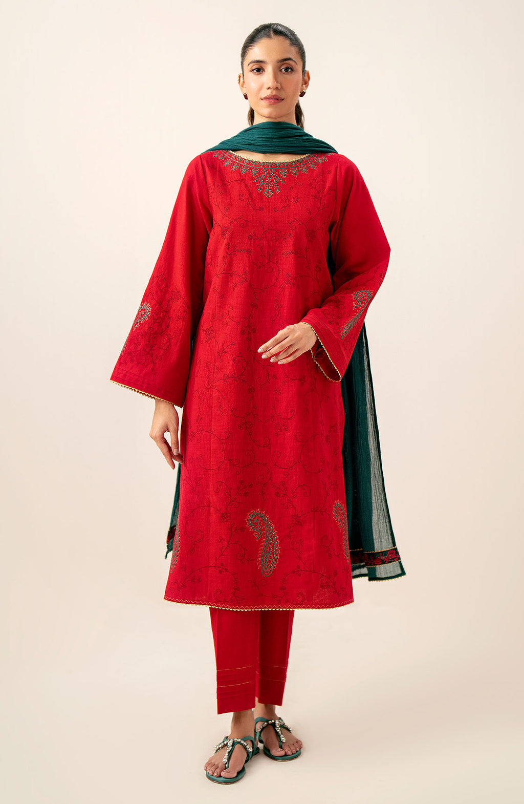 Stitched 3 Piece Embroidered Lawn Suit