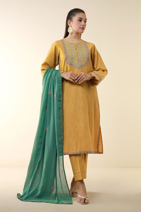 Unstitched 3 Piece Embroidered Textured Lawn Suit
