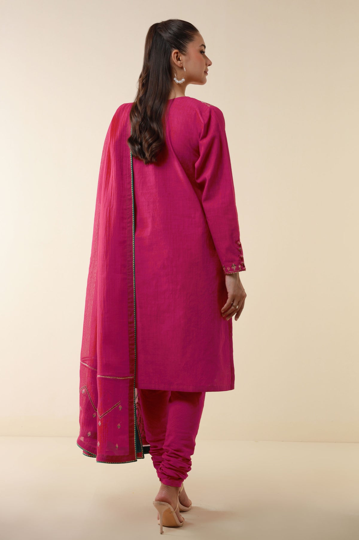Unstitched 3 Piece Embroidered Textured Suit
